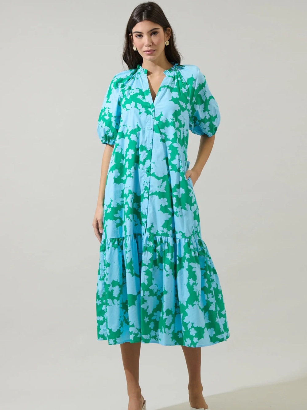 NWT Sugarlips Riona Floral Wynette Tie-Waist Midi/Maxi Dress - Picture 7 of 9